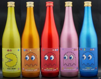 La colección de botellas de la serie Pac-Man Sake